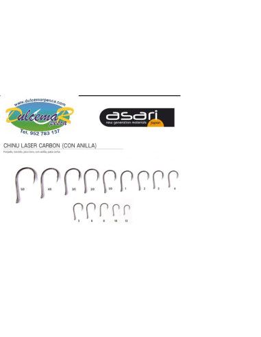 Anzuelo Asari Chinu Laser Carbon(con anilla)