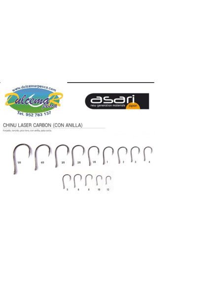 Anzuelo Asari Chinu Laser Carbon(con anilla)