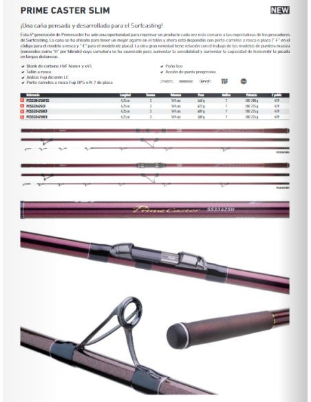 Caña Daiwa Prime Caster Slim 33 Hibrida Cremallera