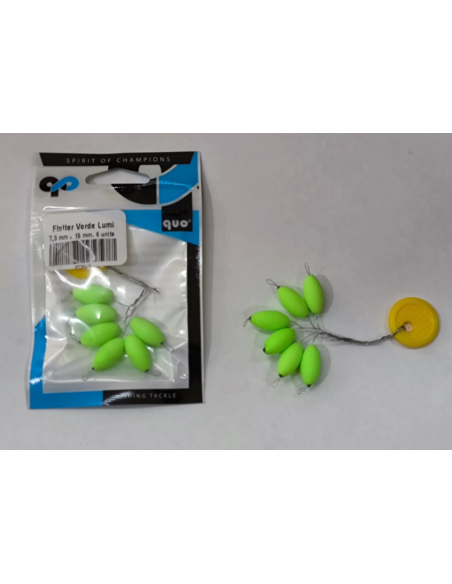 Perlas flotante Fosforescente  Verde 7,3mmx15 mm