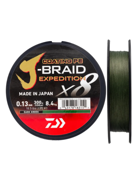 Daiwa J-braid 8 X  Expedition 500 mtrs  Dark Green